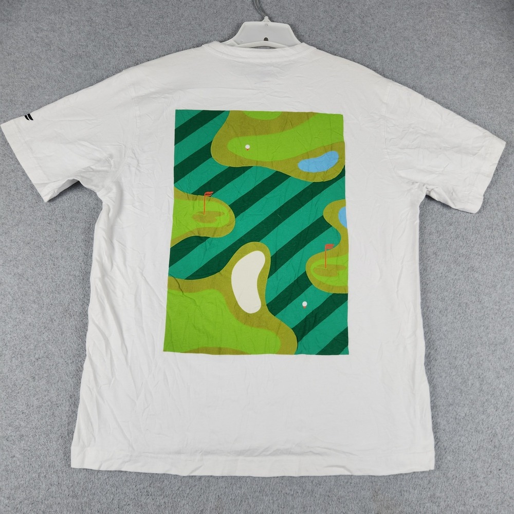 Fabletics T Shirt Mens Medium White Golf Course Graphic Print Cotton Crew Neck